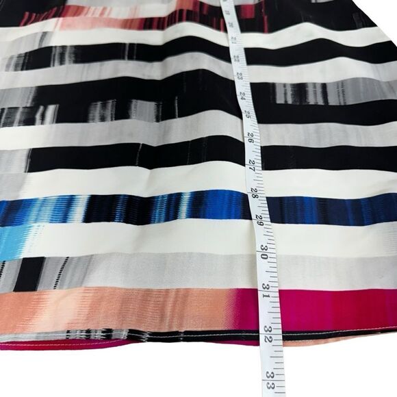 Parker Silk Cutout Rainbow Mini Dress Leather Contrast Tank Colorful Summer M - Picture 12 of 13